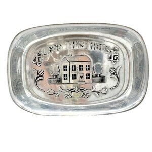 Vintage Wilton Metal Tray Bless This House Metal Serving Dish Decorative Tray